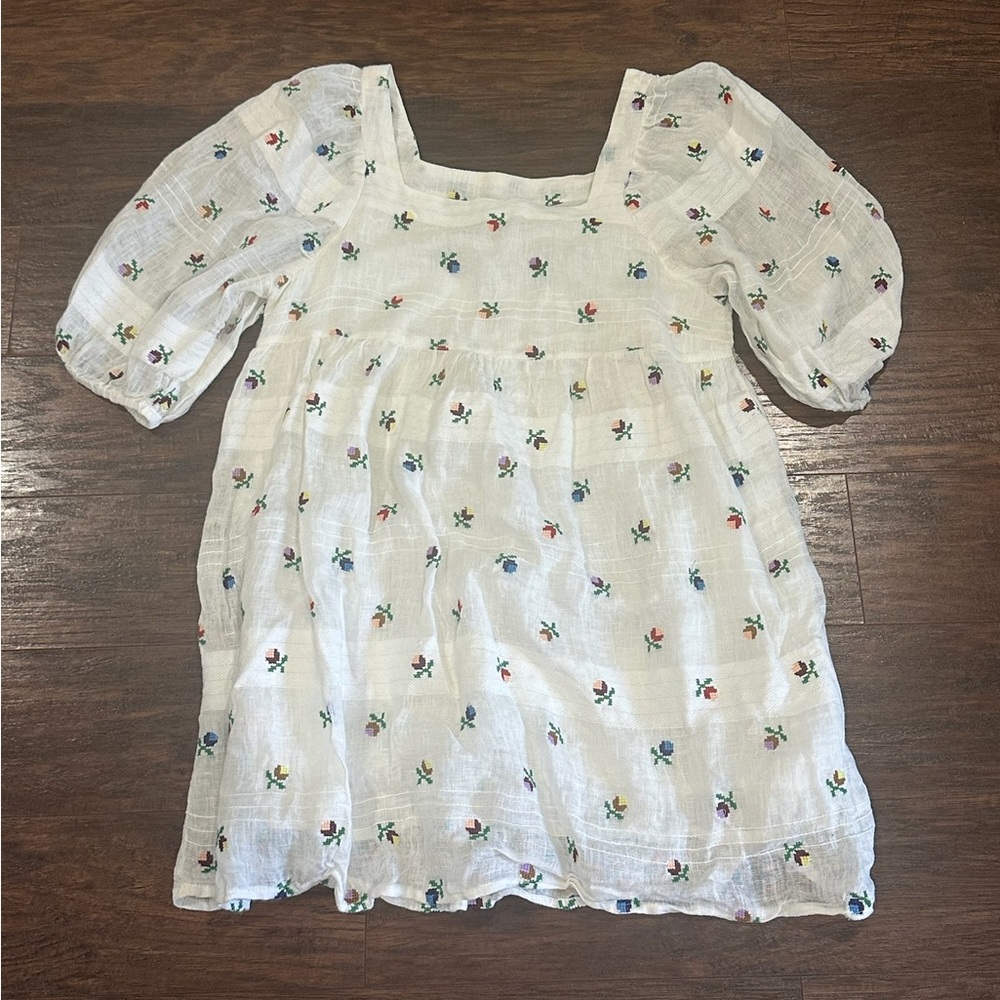 Kimchi Blue Women's Cream & Floral Design Short Sleeve Dress Size M